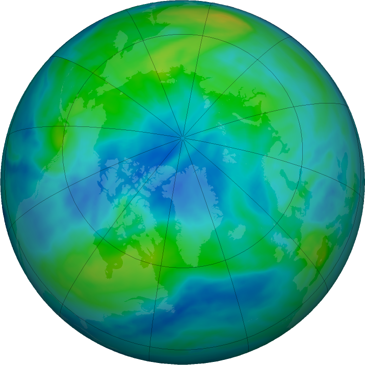 Arctic ozone map for 03 October 2020